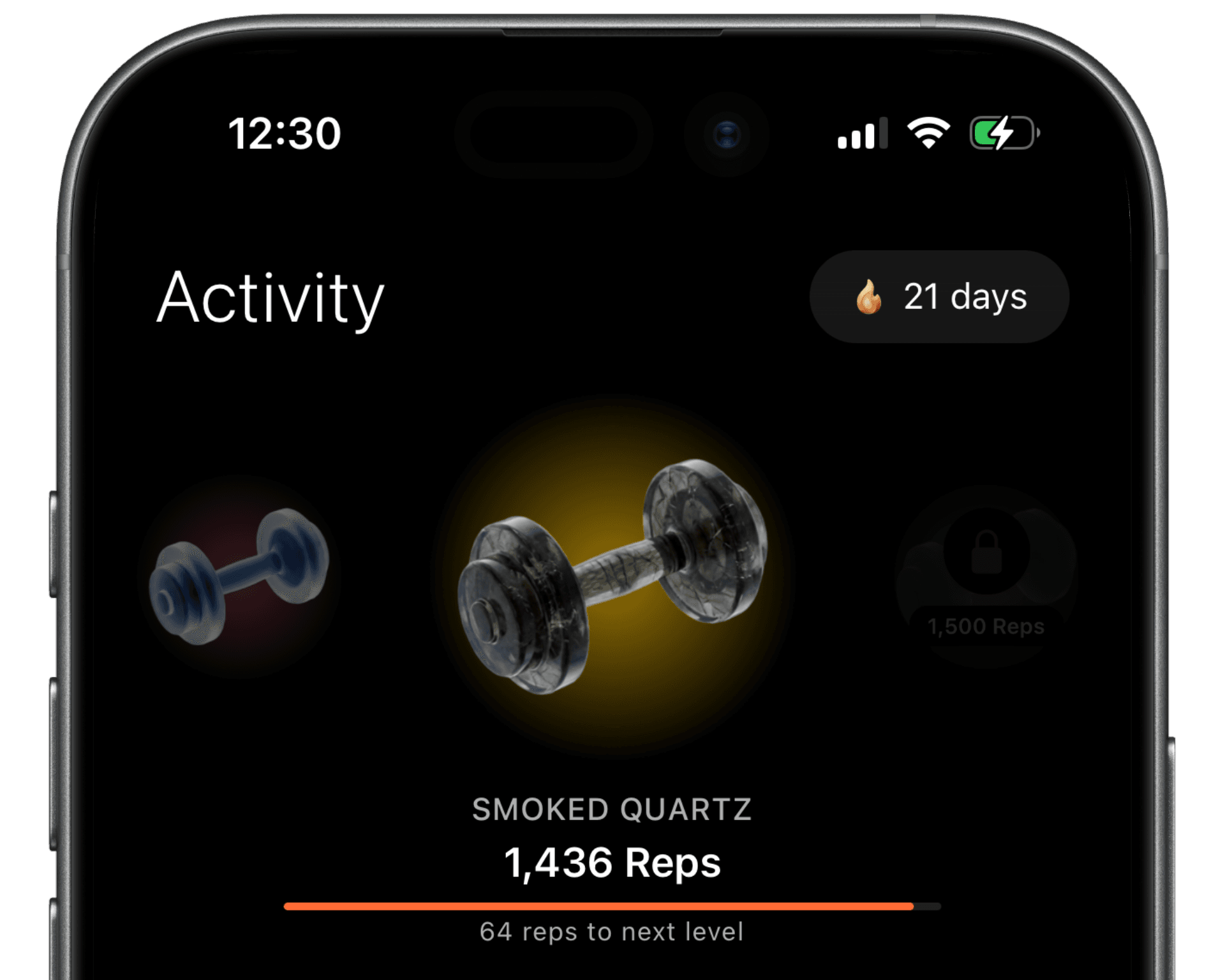 Gym Clock achievements screen
